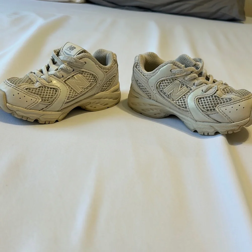 New Balance Kids Beige/Off-White Running Shoes